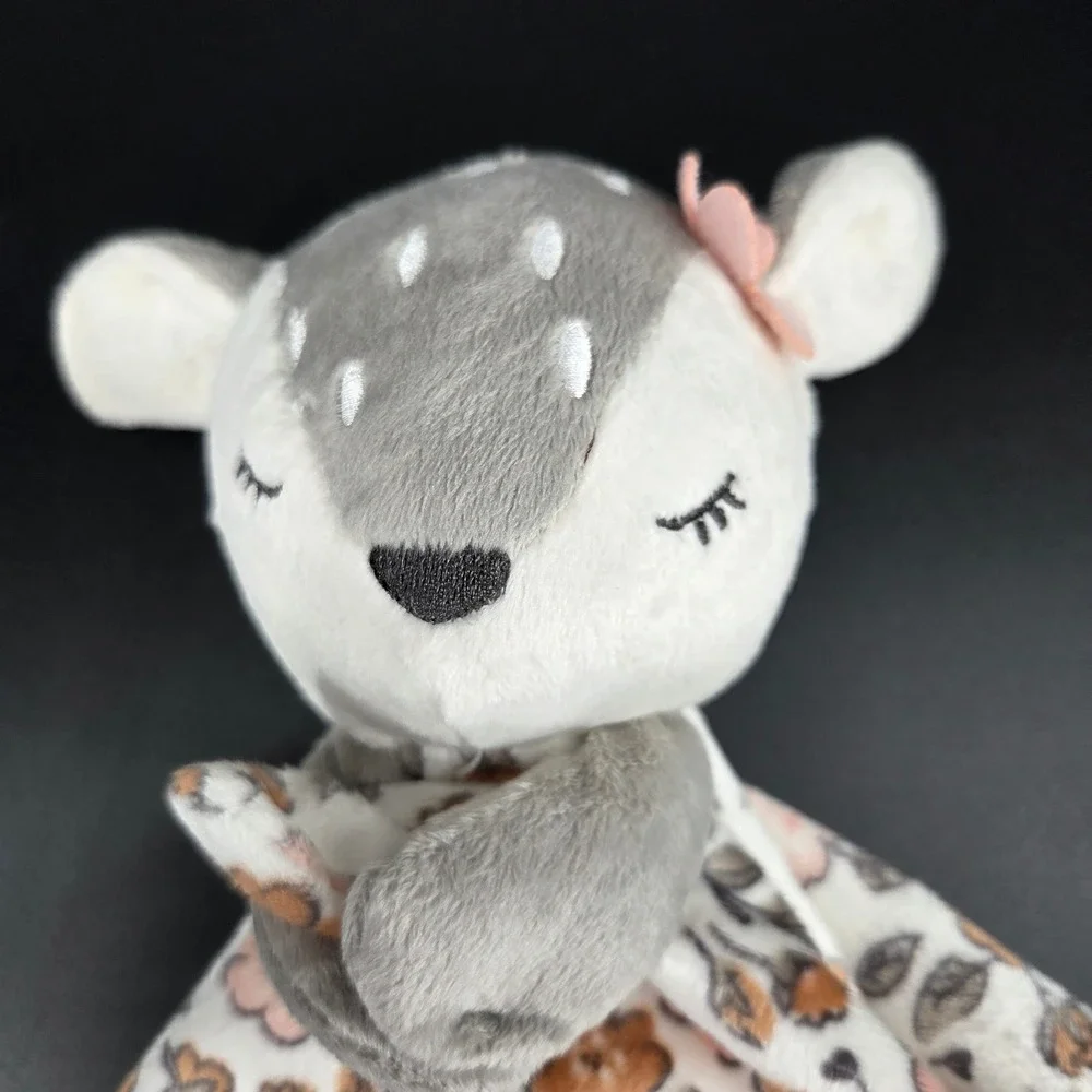 Modern Moments by Gerber Deer Baby Lovey Security Blanket Floral Grey Cream